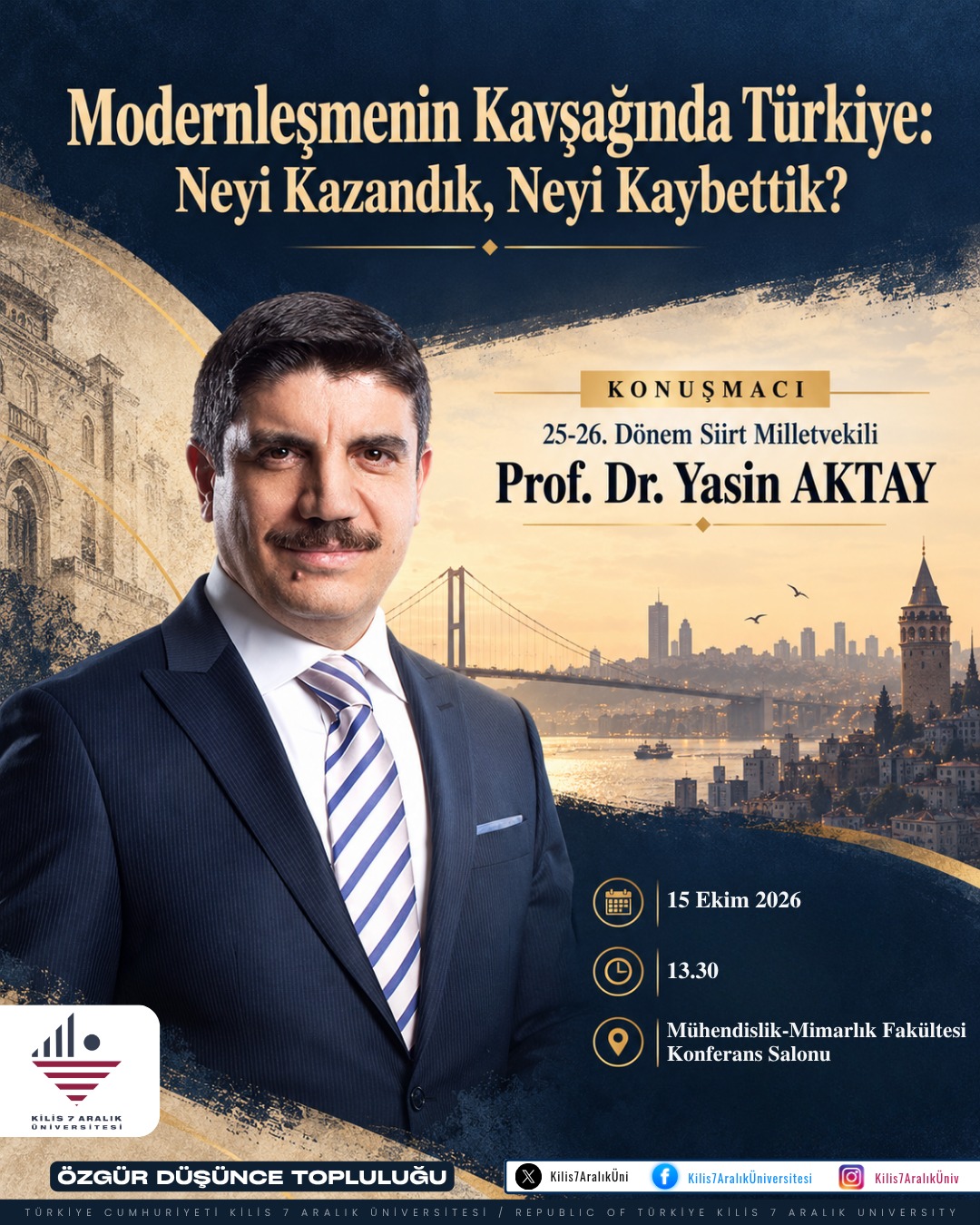 “Modernleşmenin Kavşağında Türkiye: Neyi Kazandık, Neyi Kaybettik?” Başlıklı Konferans Duyurusu